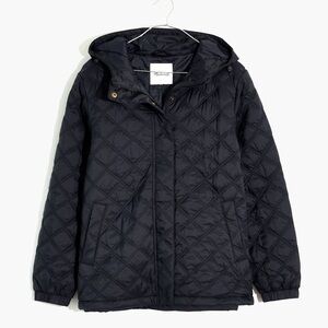 Madewell Airpuff Quilted Packable Puffer Jacket in Black XL